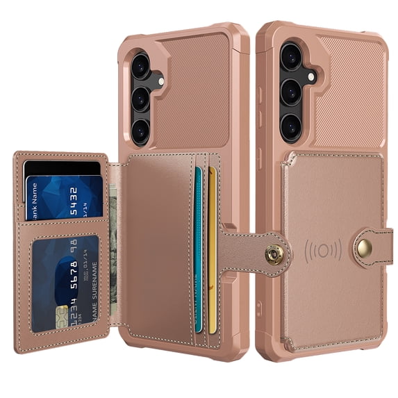 ELEHOLD for Samsung Galaxy A26 5G Wallet Case, Flip Card Slots Magnetic Clasp Slim Thin Shockproof Anti-Scratch Works with Magnetic Car Mount for Samsung Galaxy A26 5G,Pink