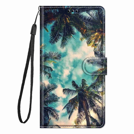 ELEHOLD for Samsung Galaxy A32 4G Credit Card Wallet Case, Shockproof Drop Protection Wireless Charging Vegan PU Leather Magnetic Adjustable Stand Cover with Wrist Strap, Summer