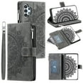 thumbnail image 1 of ELEHOLD for Samsung Galaxy A32 4G Multi-Function Wallet Case, Zipper Magnetic PU Leather Wrist Strap Card Holder Protective Wallet Stand for Women and Men Cover, gray, 1 of 5