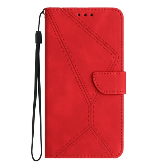 ELEHOLD for Samsung Galaxy A32 5G Flip Wallet Case, Magnetic PU Leather Wallet Case with Card Holder Kickstand Hand Strap Shockproof Folio Flip Protective Cover, red