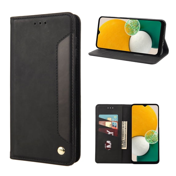 ELEHOLD for Samsung Galaxy A33 5G Flip Wallet Case, Slim Shockproof Premium Vintage PU Leather Magnetic Closure Built-in Card Holders Kickstand Function Wallet Purse Case,black