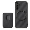thumbnail image 1 of ELEHOLD for Samsung Galaxy A33 5G Magnetic Wallet Case with Detachable Back Card Holder Fiber Texture Design Full Body Protective Slim Shockproof Case, black, 1 of 8