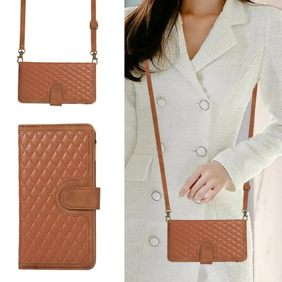 ELEHOLD for Samsung Galaxy A33 5G Wallet Case, Shockproof 9 Card Slots Detachable Adjustable Crossbody Necklace Lanyard Shoulder Strap Zipper Magnetic Leather Case, Brown