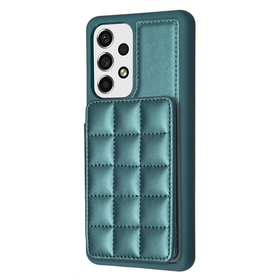 ELEHOLD for Samsung Galaxy A34 5G Card Holder Back Case with Pockets, Premium PU Leather ID Cash Credit Slots Magnetic Kickstand Flip Folio Slim Hard Protective Cover, green