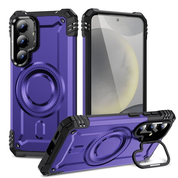 ELEHOLD for Samsung Galaxy A34 5G Case, Compatible with Mag safe Accessories, Strong Magnetic Military-Grade Drop Protection Invisible Kickstand Shockproof Protective Phone Case,Purple