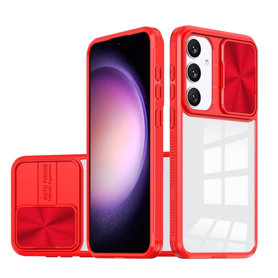 ELEHOLD For Samsung Galaxy A34 5G Case, Military Grade Protection Clear Slim Fit Anti-Yellowing Non- Slip Shockproof Protective Lens Cover Protection Case for Samsung Galaxy A34 5G,Red