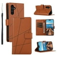 thumbnail image 1 of ELEHOLD for Samsung Galaxy A34 5G Flip Folio Wallet Case with Credit Card Holders Magnetic Clasp Kickstand Function Wrist Lanyard Premium PU Leather Shockproof Protective Cover,brown, 1 of 8