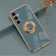 thumbnail image 1 of ELEHOLD for Samsung Galaxy A34 5G Slim Case Electroplating Frame Design All-inclusive Lens Protection Metal Ring Holder Stand Function Shockproof Lightweight Case for Galaxy A34 5G - Gray, 1 of 9