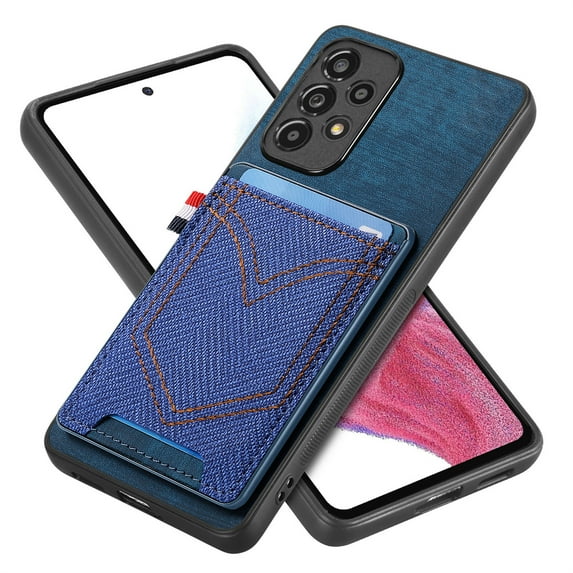 ELEHOLD for Samsung Galaxy A34 5G, Wallet Phone Case,Slim Leather Shockproof Lens Protector with Card Slot Anti-Scratch Case Cover,Support Magnetic Car Mount, blue