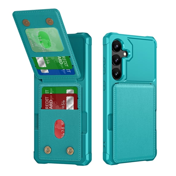 ELEHOLD for Samsung Galaxy A35 Case, PU Leather Magnetic Button Closure Credit Card Holder Slots Stand Function Wallet Shock-Absorbent Shockproof Phone Case for Samsung Galaxy A35 ,Green