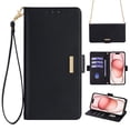thumbnail image 1 of ELEHOLD for Samsung Galaxy A35 Wallet Case for Women Men with Gold Shoulder&Hand Strap Detachable Lanyard,PU Leather Kickstand Shockproof Protective Case for Samsung Galaxy A35,Black, 1 of 8