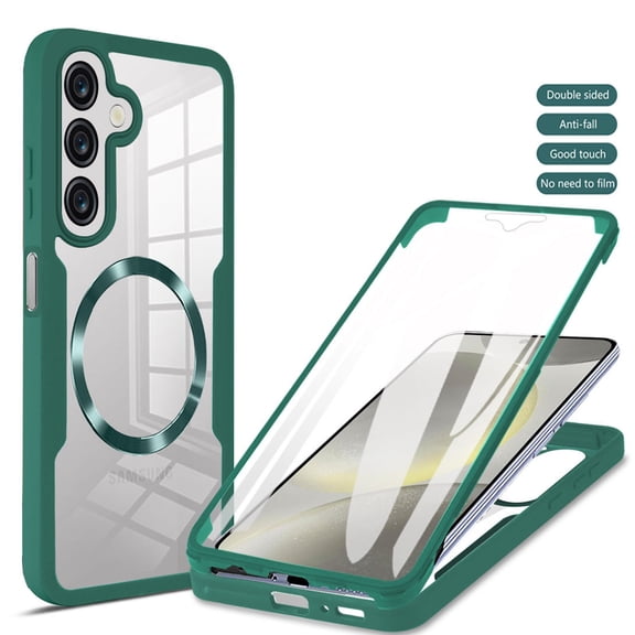 ELEHOLD for Samsung Galaxy A36 5G Case with Screen Protector, Compatible with Mag safe Accessory,  Built in Screen Protector Clear Full Body Protection Slim Shockproof Case,Darkgreen
