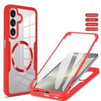 ELEHOLD for Samsung Galaxy A36 5G Case with Screen Protector, Compatible with Mag safe Accessory,  Built in Screen Protector Clear Full Body Protection Slim Shockproof Case,Red