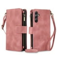 thumbnail image 1 of ELEHOLD for Samsung Galaxy A36 5G Wallet Case,Flip Leather Women Men Credit Card Cash Slot Zipper Kickstand Shockproof  Protective Case with Crossbody Wrist Strap for Samsung Galaxy A36 5G,Rosegold, 1 of 9