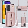 thumbnail image 1 of ELEHOLD for Samsung Galaxy A51 4G Multi-Functional Wallet Case Organ Card Slots RFID Blocking Stand Function Wrist Strap Crossbody Shoulder Strap Shockproof Purse Case,rosegold, 1 of 9