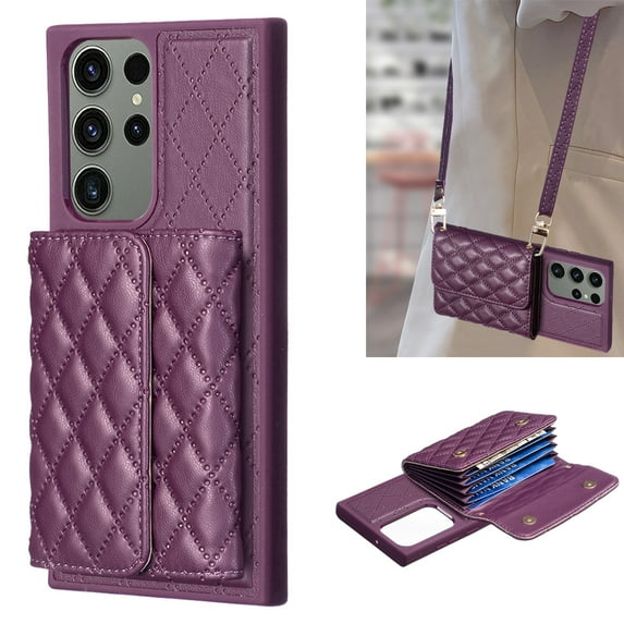 ELEHOLD for Samsung Galaxy A52 Case Wallet with Credit Card Holder Crossbody Lanyard, Soft PU Leather Magnetic Flip Folio Purse Case for Samsung A52 5G/4G,Purple