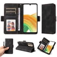 thumbnail image 1 of ELEHOLD For Samsung Galaxy A53 5G Leather Wallet Phone Case, Embossed Diamond Folio Flip Cover, Card Holder Cash Slot, Stand Support, Wrist Strap Lanyard -Black, 1 of 10