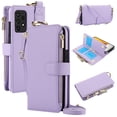 thumbnail image 1 of ELEHOLD For Samsung Galaxy A53 5G Phone Case Leather Crossbody Zipper Card Wallet Flip Case Kickstand Cover, with Ring Holder,Full Body Protection-Violet, 1 of 7