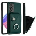 thumbnail image 1 of ELEHOLD for Samsung Galaxy A53 5G Wallet Case PU Leather Organ Card Slots Holders Magnetic Button Finger Ring Holder Stand Shockproof Full Protective Case,green, 1 of 7