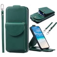thumbnail image 1 of ELEHOLD for Samsung Galaxy A54 5G Wallet Crossbody Case Premium PU Leather Organ Card Slots Magnetic Closure Detachable Wrist Lanyard Shoulder Strap Flip Shockproof Galaxy A54 5G Cover,Green, 1 of 9