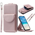 thumbnail image 1 of ELEHOLD for Samsung Galaxy A55 Wallet Crossbody Case Premium PU Leather Organ Card Slots Magnetic Closure Detachable Wrist Lanyard Shoulder Strap Flip Shockproof Galaxy A55 Cover,Rosegold, 1 of 8