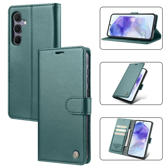 ELEHOLD for Samsung Galaxy A56 5G Business Wallet Case with RFID Blocking Credit Card Holder PU Leather Flip Kickstand Protective Shockproof Cover Women Men for Samsung Galaxy A56 5G,Green