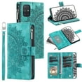 thumbnail image 1 of ELEHOLD for Samsung Galaxy A71 4G Multi-Function Wallet Case, Zipper Magnetic PU Leather Wrist Strap Card Holder Protective Wallet Stand for Women and Men Cover, green, 1 of 5