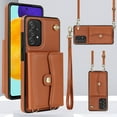 thumbnail image 1 of ELEHOLD for Samsung Galaxy A71 5G Multi-Functional Wallet Case Organ Card Slots RFID Blocking Stand Function Wrist Strap Crossbody Shoulder Strap Shockproof Purse Case,brown, 1 of 9