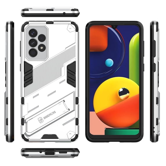 ELEHOLD for Samsung Galaxy A73 5G Armor Rugged Case with Hidden Kickstand PC Back + TPU Bumper Anti-Fall Drop Resistant Shockproof Lightweight Hybird Case for Samsung Galaxy A73 5G 6.7 inch, Silver