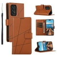 thumbnail image 1 of ELEHOLD for Samsung Galaxy A73 5G Flip Folio Wallet Case with Credit Card Holders Magnetic Clasp Kickstand Function Wrist Lanyard Premium PU Leather Shockproof Protective Cover,brown, 1 of 1
