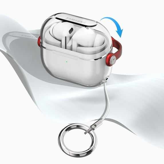 ELEHOLD for Samsung Galaxy Buds 3 FE 2025/ 3 / 3 Pro Case, Headphone Accessories Clear Premium TPU Wireless Charging Full Protective Case with Carabiner for Women Men, B