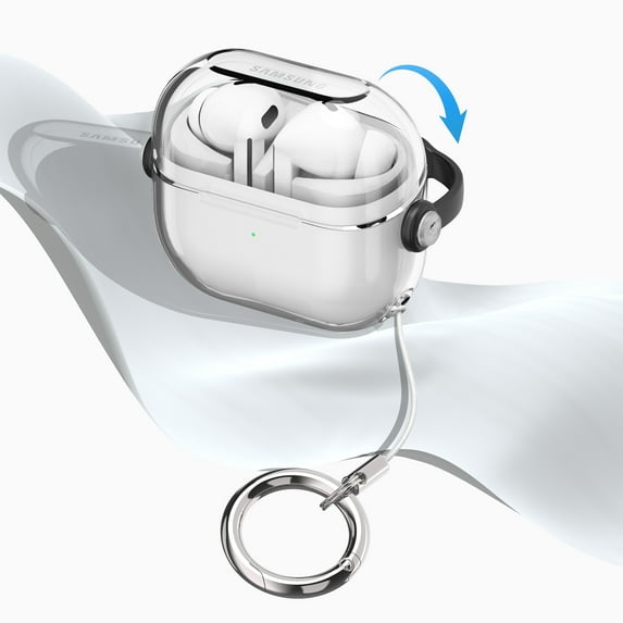 ELEHOLD for Samsung Galaxy Buds 3 FE 2025/ 3 / 3 Pro Case, Headphone Accessories Clear Premium TPU Wireless Charging Full Protective Case with Carabiner for Women Men, A