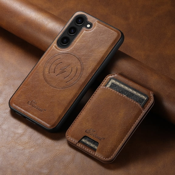 ELEHOLD for Samsung Galaxy Note 20 Leather Case Premium Leather Material with Magnetic Detachable Card Holder Compatible with MagSafe Charging Shockproof Slim Case for Samsung Note 20,brown