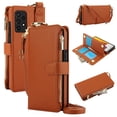 thumbnail image 1 of ELEHOLD For Samsung Galaxy Note 20 Ultra Phone Case Leather Crossbody Zipper Card Wallet Flip Case Kickstand Cover, with Ring Holder,Full Body Protection-Brown, 1 of 7