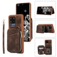 thumbnail image 1 of ELEHOLD for Samsung Galaxy S20 FE,Luxury Zipper Wallet Case with Card Slots Zipper Pocket Kickstand Function Wriststrap Crossbody Shoulder Strap Shockproof Purse Case,brown, 1 of 7