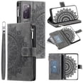 thumbnail image 1 of ELEHOLD for Samsung Galaxy S20 FE Multi-Function Wallet Case, Zipper Magnetic PU Leather Wrist Strap Card Holder Protective Wallet Stand for Women and Men Cover, gray, 1 of 5