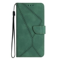 ELEHOLD for Samsung Galaxy S20 Flip Wallet Case, Magnetic PU Leather Wallet Case with Card Holder Kickstand Hand Strap Shockproof Folio Flip Protective Cover, green