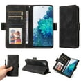 thumbnail image 1 of ELEHOLD For Samsung Galaxy S20 Leather Wallet Phone Case, Embossed Diamond Folio Flip Cover, Card Holder Cash Slot, Stand Support, Wrist Strap Lanyard -Black, 1 of 10