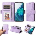thumbnail image 1 of ELEHOLD For Samsung Galaxy S20 Leather Wallet Phone Case, Embossed Diamond Folio Flip Cover, Card Holder Cash Slot, Stand Support, Wrist Strap Lanyard -Purple, 1 of 10