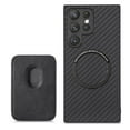 thumbnail image 1 of ELEHOLD for Samsung Galaxy S20+ Magnetic Wallet Case with Detachable Back Card Holder Fiber Texture Design Full Body Protective Slim Shockproof Case, black, 1 of 6