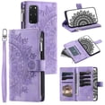 thumbnail image 1 of ELEHOLD for Samsung Galaxy S20 Plus Multi-Function Wallet Case, Zipper Magnetic PU Leather Wrist Strap Card Holder Protective Wallet Stand for Women and Men Cover, purple, 1 of 5