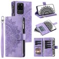 thumbnail image 1 of ELEHOLD for Samsung Galaxy S20 Ultra Multi-Function Wallet Case, Zipper Magnetic PU Leather Wrist Strap Card Holder Protective Wallet Stand for Women and Men Cover, purple, 1 of 5