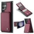 thumbnail image 1 of ELEHOLD for Samsung Galaxy S21 Case with Card Holder, Samsung S21 Wallet Case for Women Men with RFID Blocking, Durable Leather Kickstand Shockproof Case for Galaxy S21 5G,Red, 1 of 6
