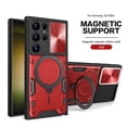 thumbnail image 1 of ELEHOLD for Samsung Galaxy S21 FE, Case with Slide Camera Lens Protector,Built-in 360° Rotate Ring Stand Magnetic Shockproof Hard PC Cover,Support Magnetic Car Mount, red, 1 of 7