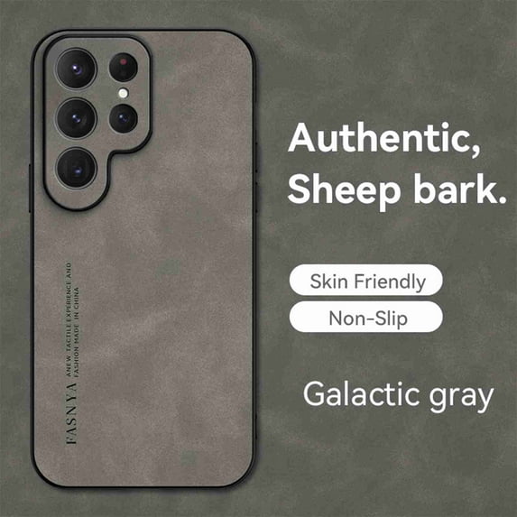 ELEHOLD for Samsung Galaxy S21 FE Classic Business Case Shockproof Luxury Soft Premium PU Leather Slim Business Style with Wireless Charging Back Protective Cover, gray