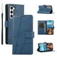 thumbnail image 1 of ELEHOLD for Samsung Galaxy S21 FE Flip Folio Wallet Case with Credit Card Holders Magnetic Clasp Kickstand Function Wrist Lanyard Premium PU Leather Shockproof Protective Cover,blue, 1 of 8