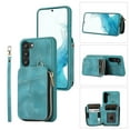 thumbnail image 1 of ELEHOLD for Samsung Galaxy S21 FE,Luxury Zipper Wallet Case with Card Slots Zipper Pocket Kickstand Function Wriststrap Crossbody Shoulder Strap Shockproof Purse Case,green, 1 of 7