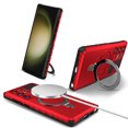 thumbnail image 1 of ELEHOLD for Samsung Galaxy S21 FE Rugged Case, Magnetic Invisible Stand Military Drop Protection Cover, Compatible with MagSafe Shockproof Slim Matte Ring Holder Hard Phone Case, red, 1 of 1