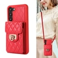 thumbnail image 1 of ELEHOLD for Samsung Galaxy S21 FE Wallet Case with Card Holder, PU Leather Shockproof Crossbody Case with Metal Snap Adjustable Strap Lanyard Compatible with Samsung Galaxy S21 FE,Red, 1 of 7