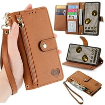 ELEHOLD for Samsung Galaxy S21 FE Wallet Case, PU Leather Flip Folio Case with 7 Card Holders Zipper Pocket RFID Blocking Kickstand Shockproof TPU Inner Shell Phone Cover for Galaxy S21 FE,Brown